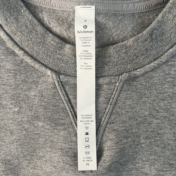 Lululemon All Yours Heathered Core Medium Grey Crewneck Sweatshirt - Picture 6 of 6